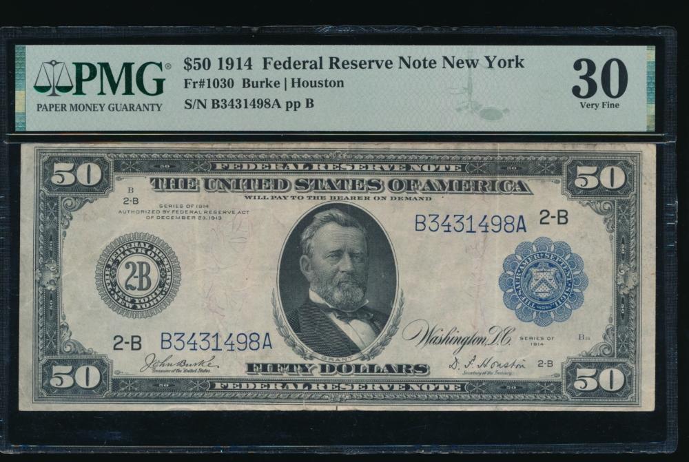 1914 $50 New York FRN PMG 30