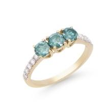 14KT Yellow Gold 1.28ctw Blue Diamond Ring