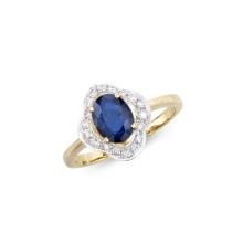 14KT Yellow Gold 1.50ct Blue Sapphire and Diamond Ring