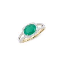14KT Yellow Gold 1.50ct Emerald and Diamond Ring