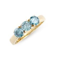 14KT Yellow Gold 1.26ctw Blue Diamond Ring