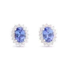 14KT White Gold 1.64cts Tanzanite and Diamond Earrings