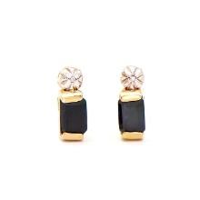 Plated 18KT Yellow Gold 1.32cts Sapphires and Diamond Earrings