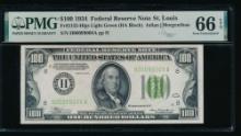 1934 $100 St Louis FRN PMG 66EPQ Top Pop