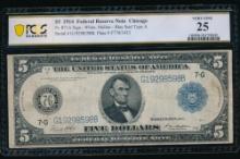 1914 $5 Chicago FRN PCGS 25