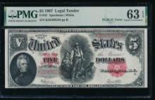 1907 $5 Legal Tender Note PMG 63EPQ