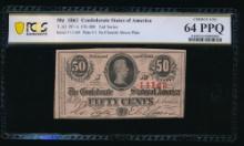 50 Cent 1863 T-63 Confederate PCGS 64PPQ