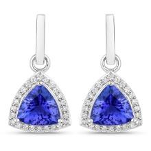 14KT White Gold 3.86ctw Tanzanite and White Diamond Earrings