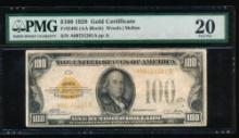 1928 $100 Gold Certificate PMG 20