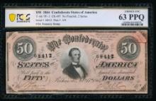 1864 $50 T-66 Confederate PCGS 63PPQ