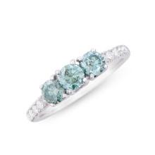 14KT White Gold 1.28ctw Blue Diamond Ring