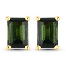 14KT Yellow Gold 1.30ctw Green Tourmaline Earrings