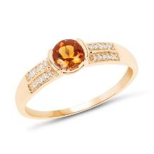 14KT Yellow Gold 0.51ctw Citrine and White Diamond Ring