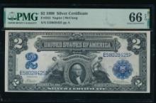 1899 $2 Mini Porthole Silver Certificate PMG 66EPQ