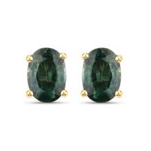 14KT Yellow Gold 1.16ctw Green Sapphire Earrings