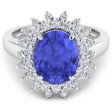 14KT White Gold 3.43ct Tanzanite and Diamond Ring