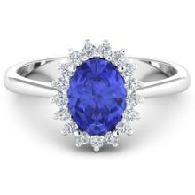 14KT White Gold 1.41ct Tanzanite and Diamond Ring