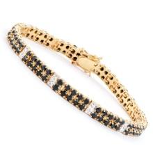 Plated 18KT Yellow Gold 9.15ctw Black Sapphire and Diamond Bracelet