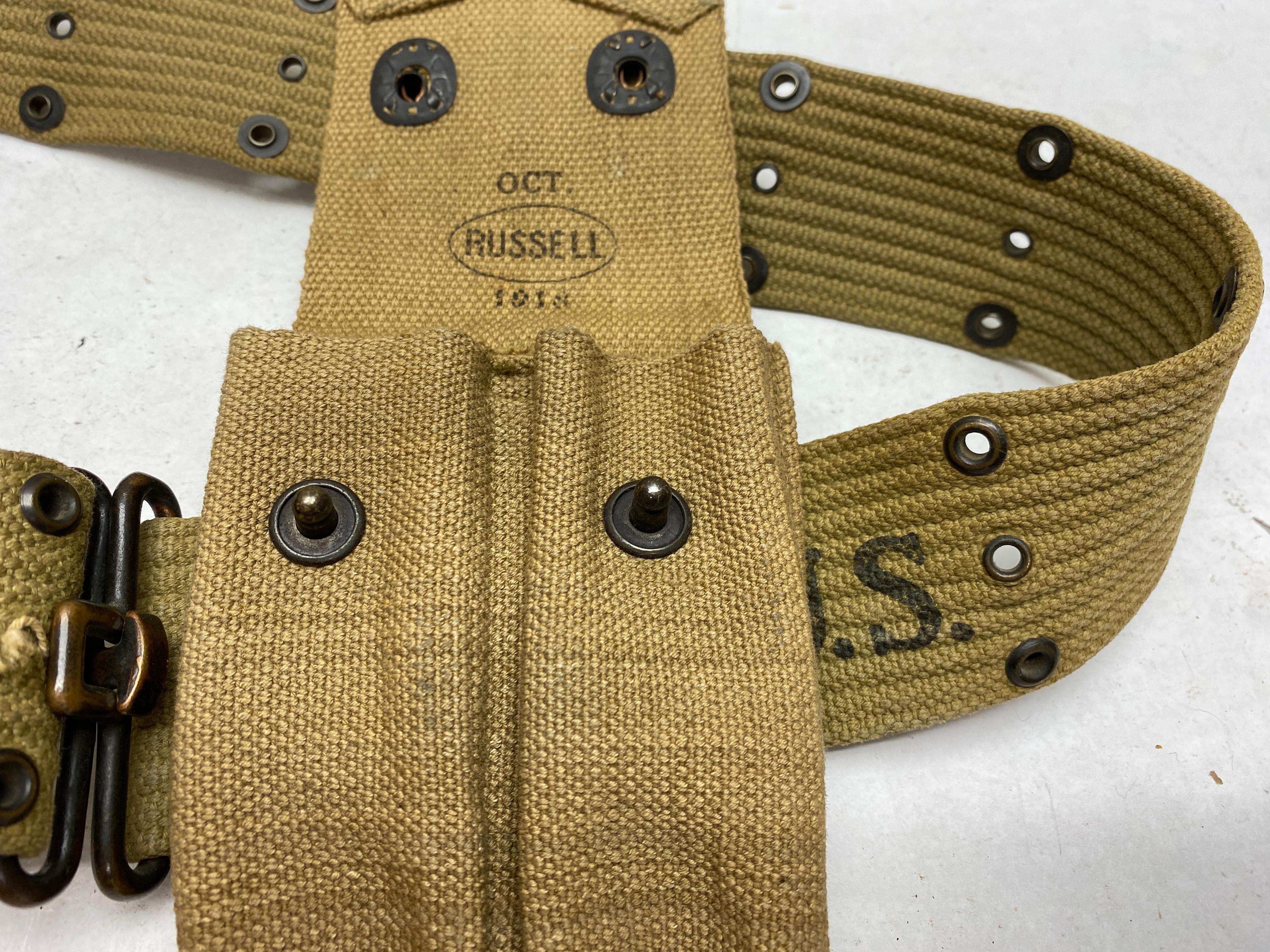 U.S. WWII ERA GUN BELT WITH HOLSTER AND MAG POUCH