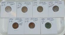 7 Indian Cents: 1864, 1868, 1875, 1875, 1876, 1879