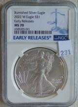 2022-W Silver Eagle NGC MS70 (Early Releases).