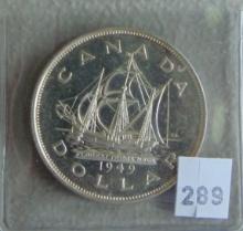 1949 Canada .800 fine Silver Dollar UNC.