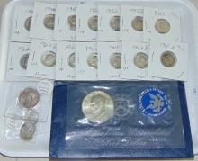 Silver Roosevelt Dimes, Quarter, Silver Ike Dollar
