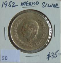 1952 Mexico 5 Pesos .720 Silver 27.8 grams.