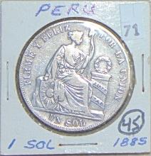 1885 Peru Sol Silver .900 25 grams.
