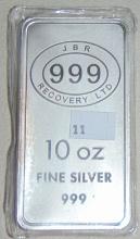 JBR 10 Oz. Silver Bar .999