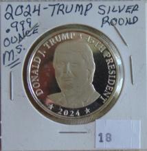 2024 Trump Silver Round .999 1 Troy Oz.