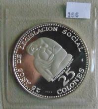 1970 Costa Rica 25 Colones .999 Silver 1.7 Troy Oz
