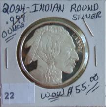 2024 Indian .999 1 Troy Oz. Silver Round.