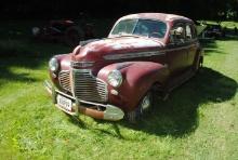 Chevrolet Special Deluxe, 4-door, inline 6-cylinder, can't get hood opened, shows 38,483 miles, NO T