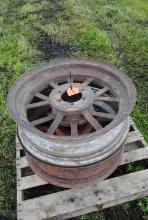 Pair of Flat-spoked rims off Allis Chalmers tractor