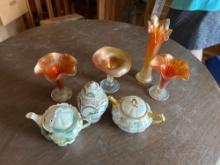 Carnival Glass Vases, tea pots...Shipping