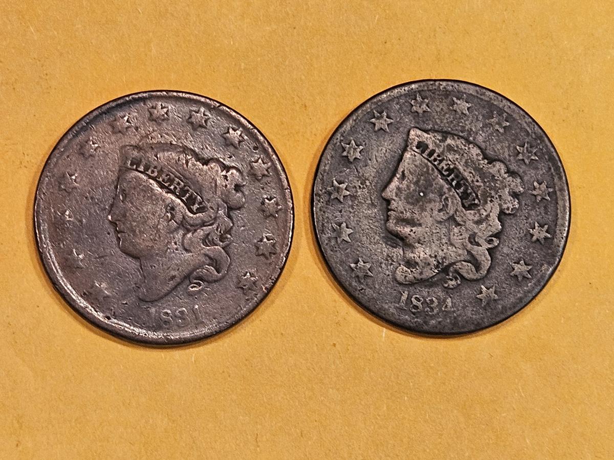 1831 and 1834 Large Cents