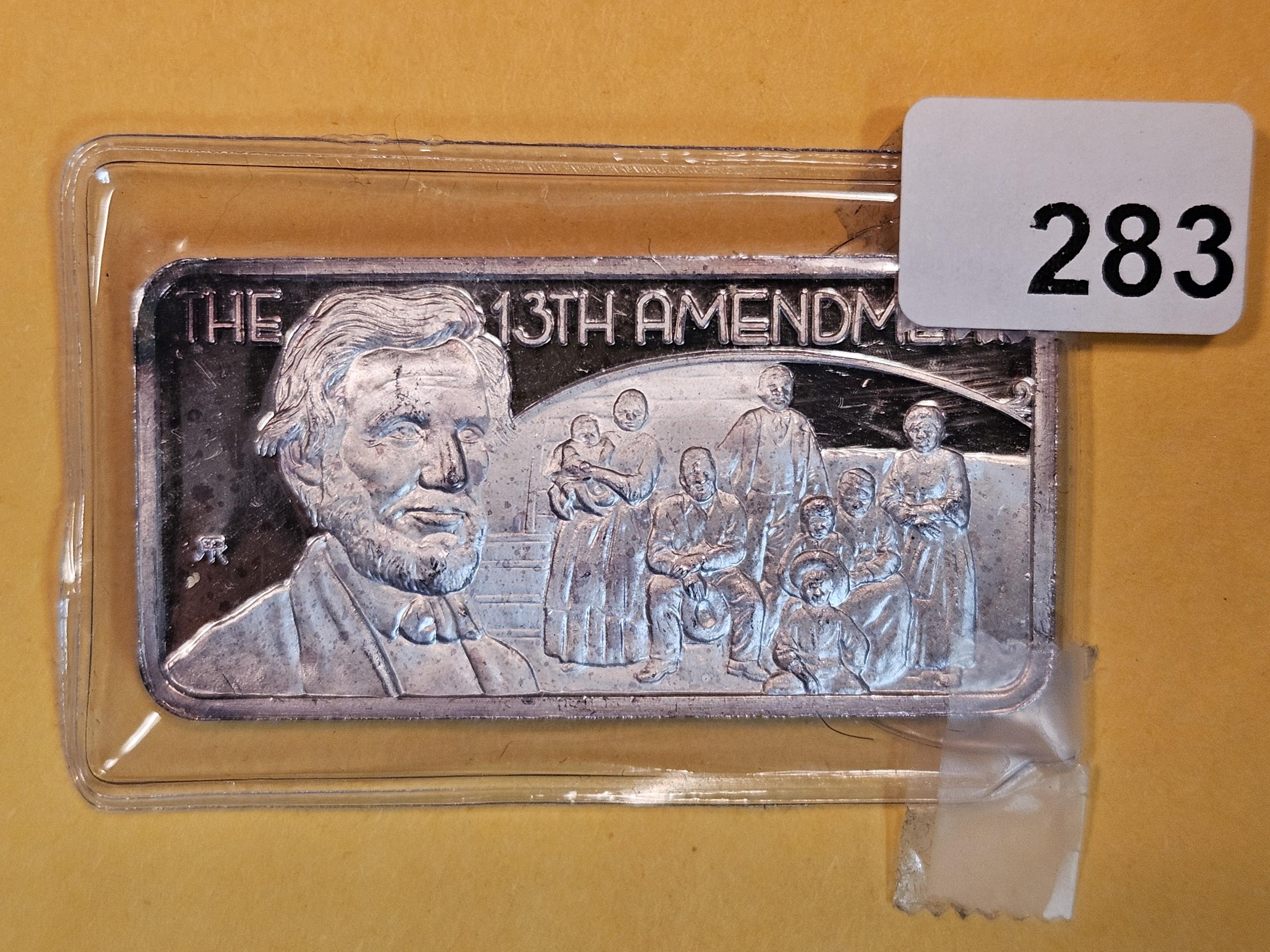 One Troy ounce .999 fine silver art bar