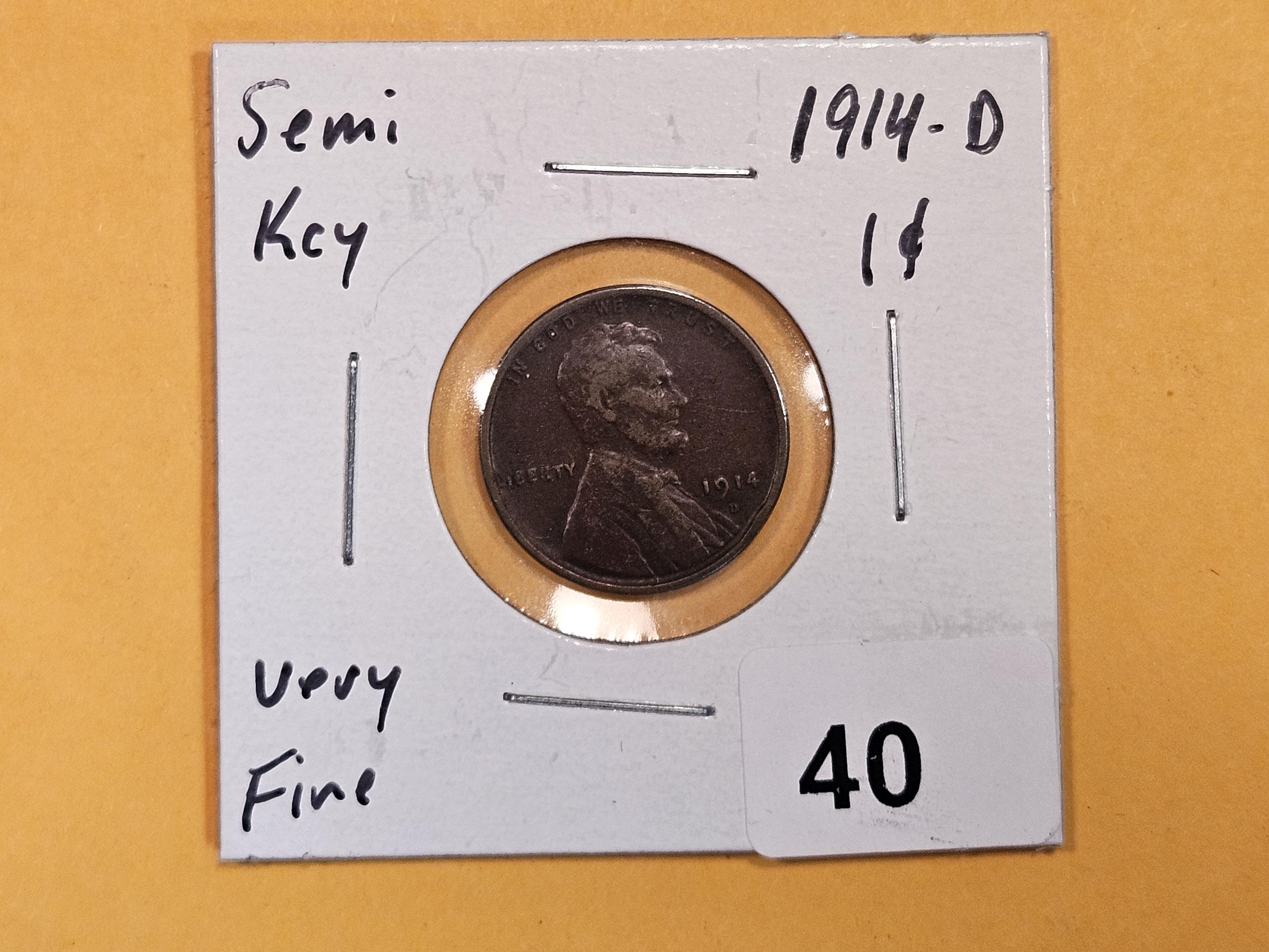 * Semi-Key 1914-D Wheat cent in Very Fine