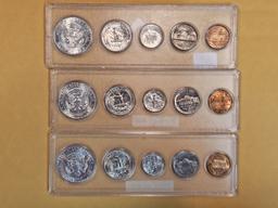 Three 1964 Silver US Coin Sets