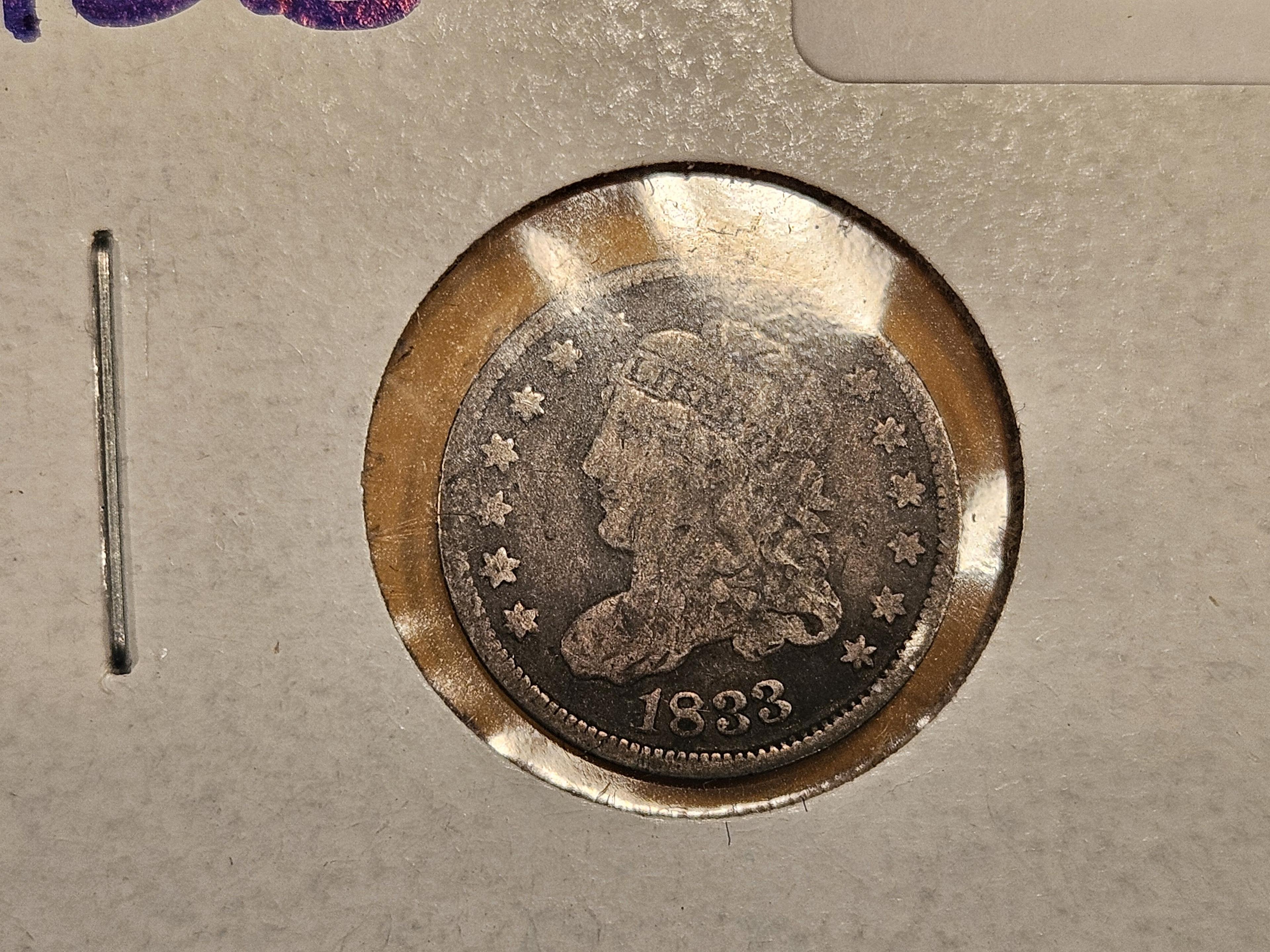 1841 Seated and 1833 Capped Bust Half Dimes