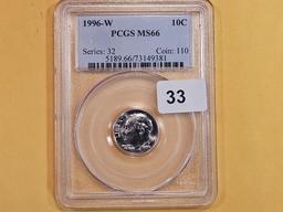 * KEY DATE * PCGS 1996-W Roosevelt Dime in Mint State 66