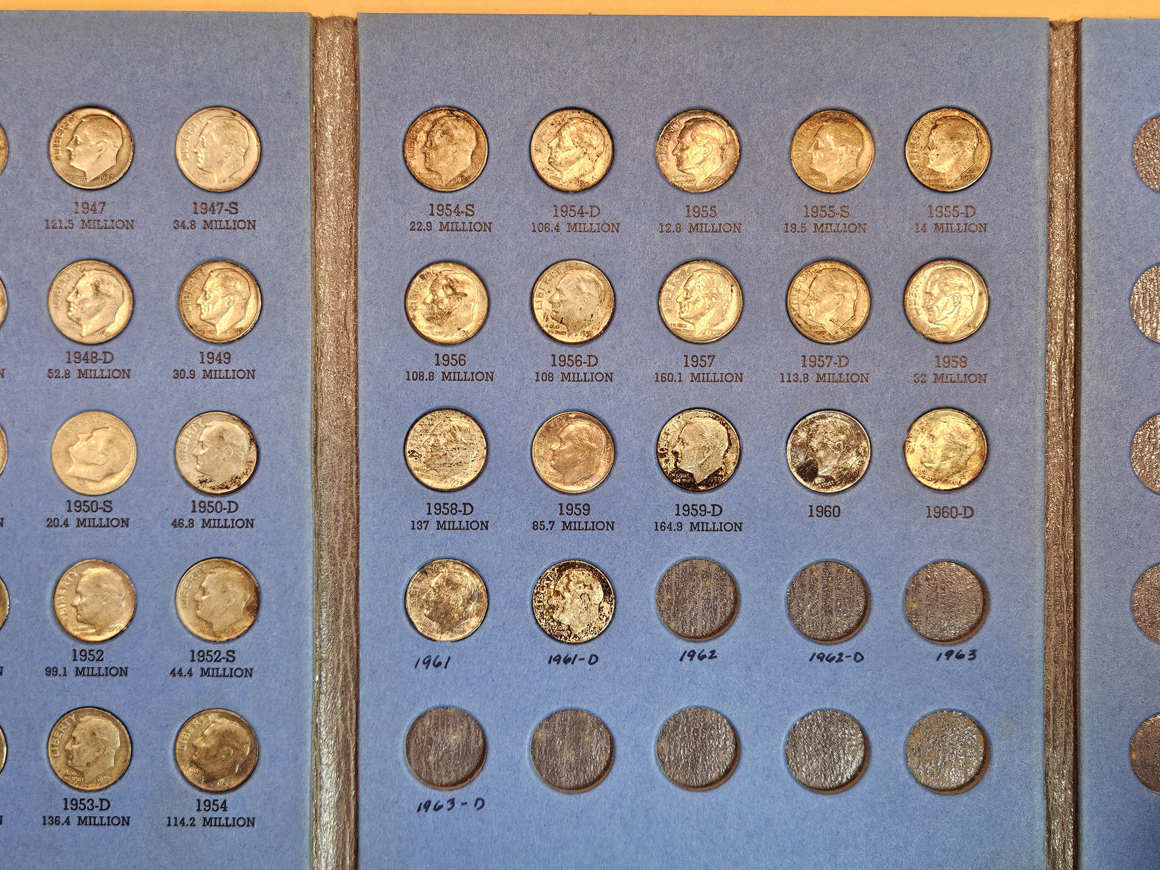 Mostly Complete Roosevelt Silver Dime Album