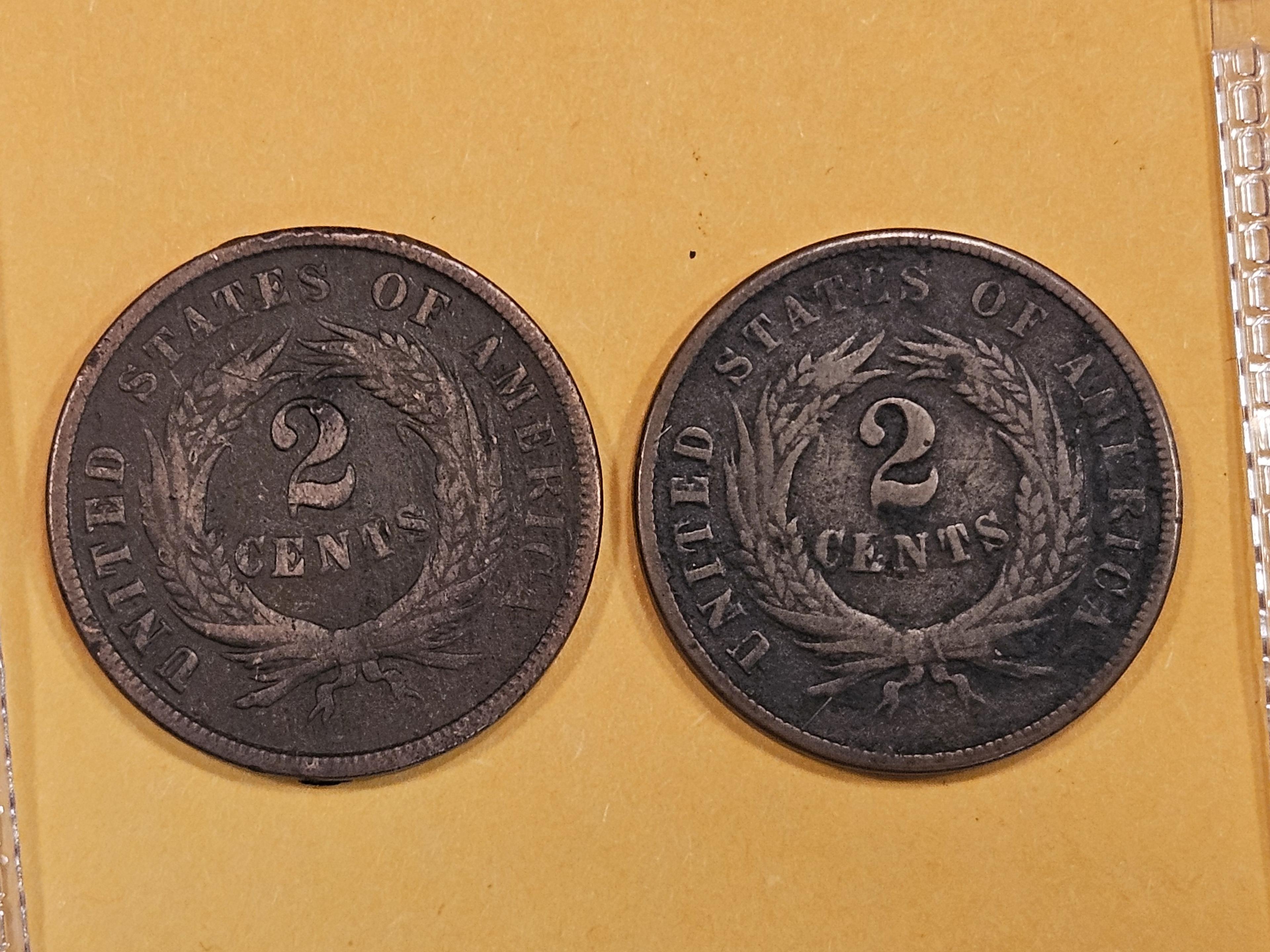 1864 and 1869 Two Cent pieces