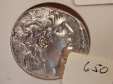 * ANCIENT! NGC GREEK-SYRIA ANTIOCHUS (138-129BC) TETRADRACHM VII in ABOUT UNCIRCULATED!
