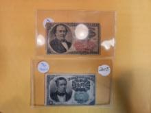 Ten Cent and Twenty-five Cent Fractional Currency pieces
