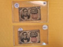 Two Ten Cent Fractional Currency pieces