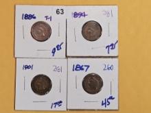 Four Better Date Indian Cents