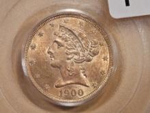 GOLD! PCGS 1900 Liberty Head Gold Five Dollars in Mint State 62
