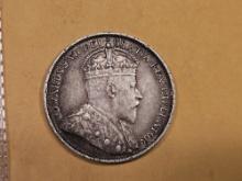 1904-H Newfoundland silver 20 cents in Extra Fine